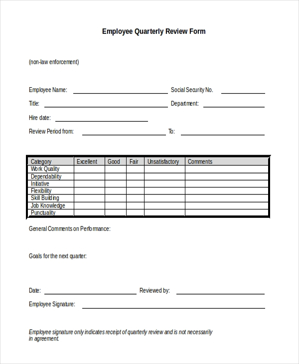 FREE 11 Sample Employee Review Forms In PDF MS Word Excel