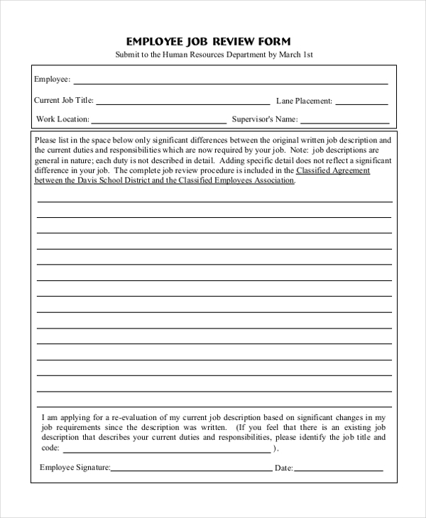 FREE 11 Sample Employee Review Forms In PDF MS Word Excel