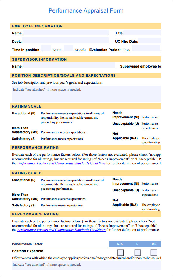 FREE 12 Employee Evaluation Form Samples In MS Word Pages