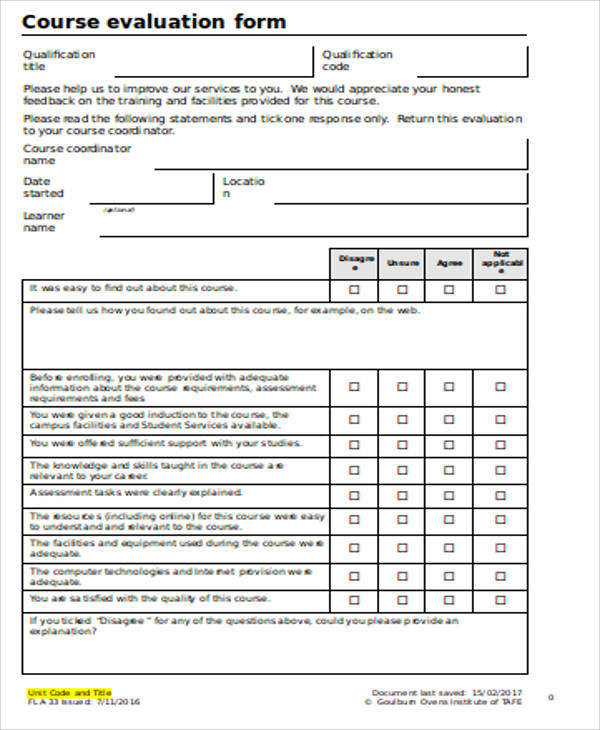 FREE 12 Sample Evaluation Forms In MS Word