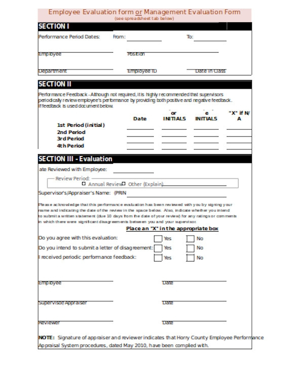 FREE 13 Sample Employee Evaluation Forms In PDF MS Word 
