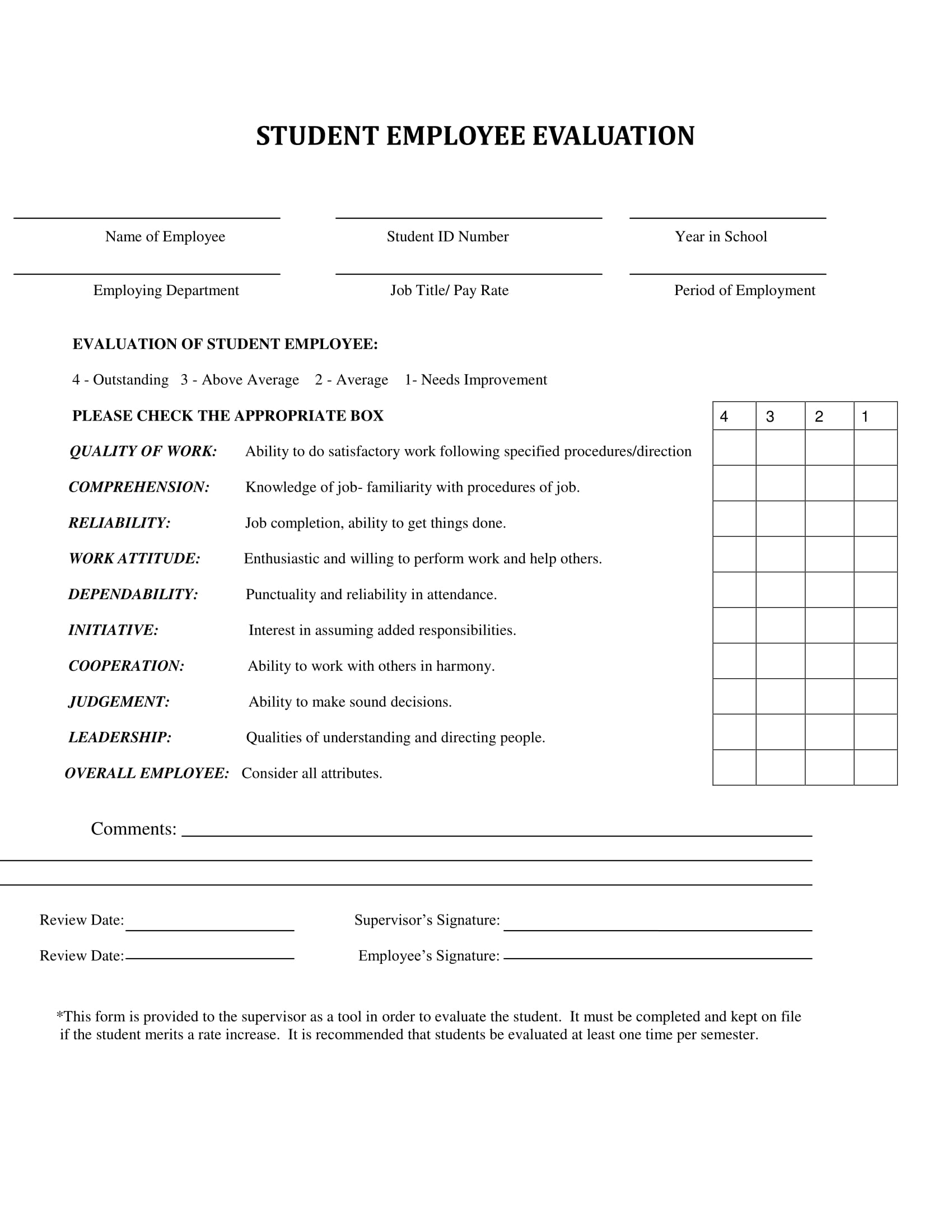 FREE 14 Review Forms For Staff In PDF MS Word