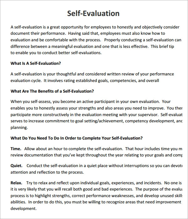 FREE 14 Sample Employee Self Evaluation Forms In PDF MS 