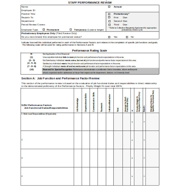 FREE 15 Sample Employee Review Forms In PDF Excel Word