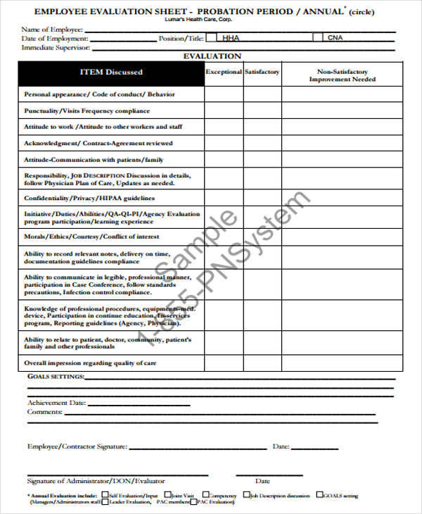 FREE 16 Employee Evaluation Forms In PDF
