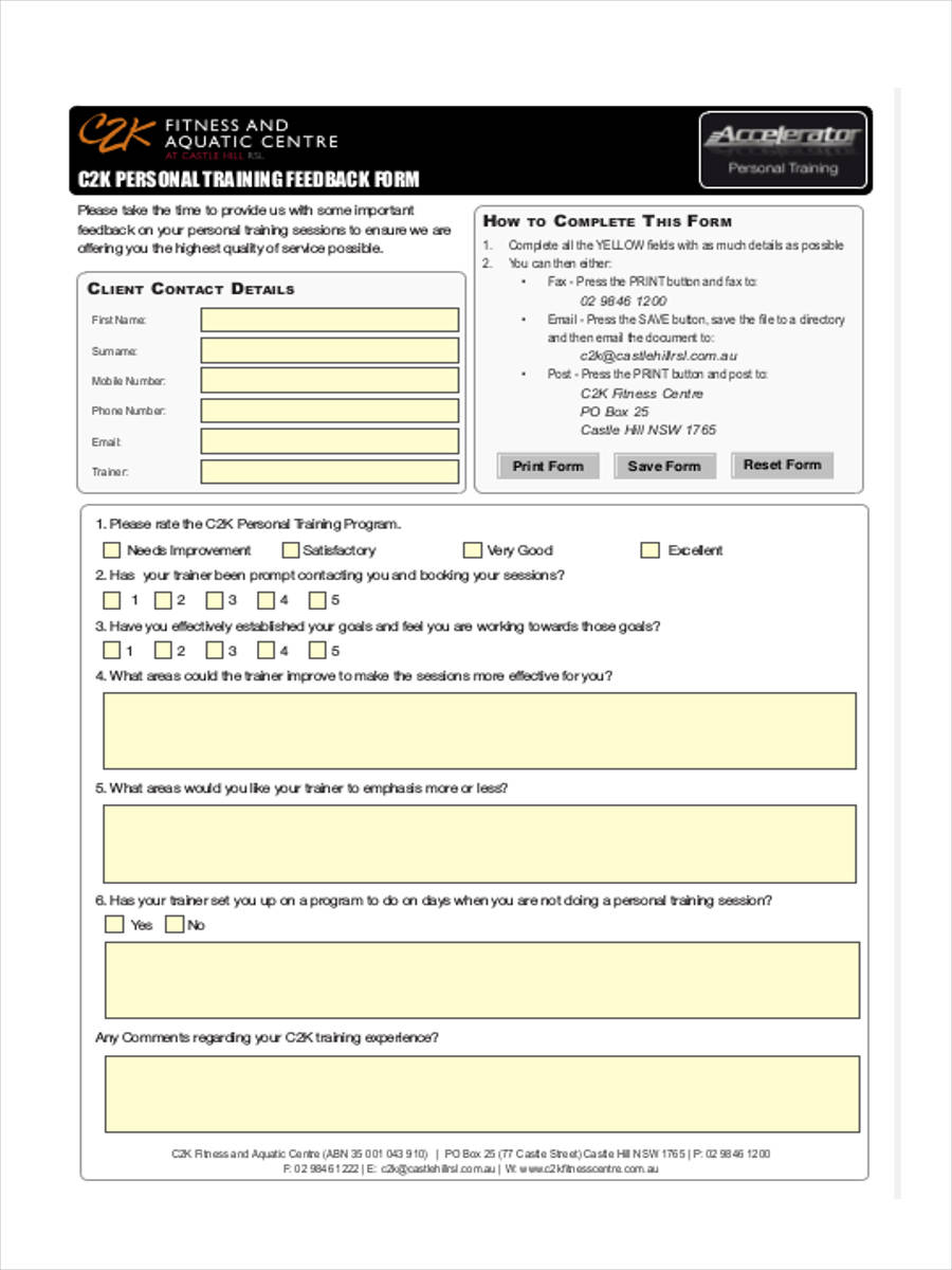FREE 17 Training Feedback Forms In PDF