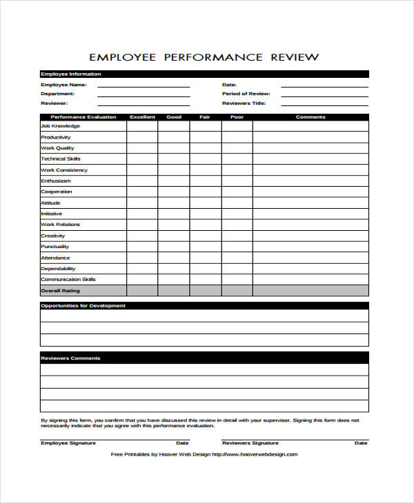 FREE 20 Employee Review Forms In PDF MS Word