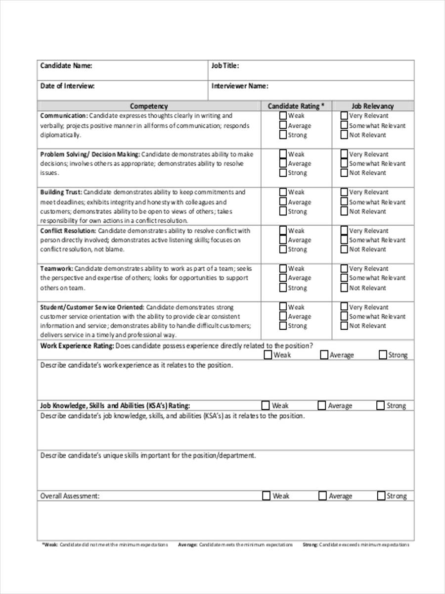 FREE 20 Interview Feedback Form Examples In PDF MS Word