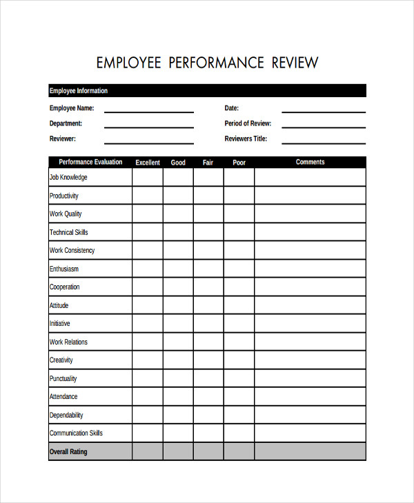 Free Printable Employee Review Forms