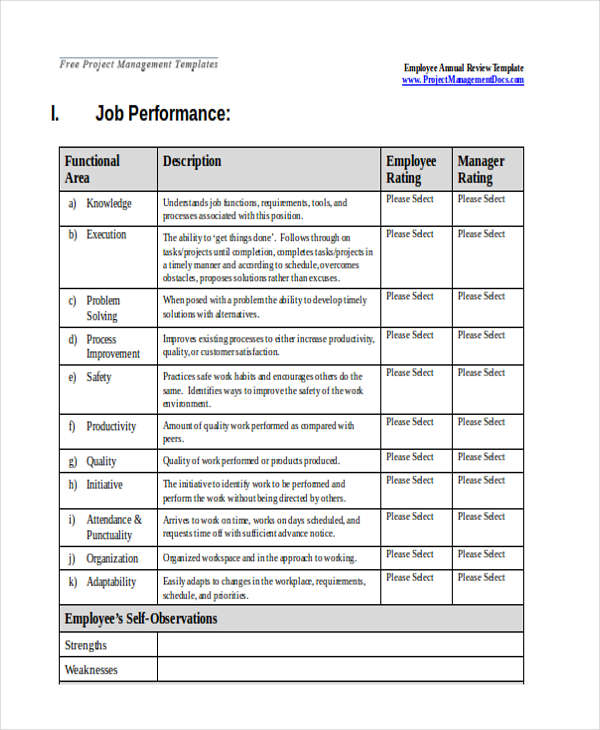 FREE 20 Sample Employee Review Forms In PDF MS Word
