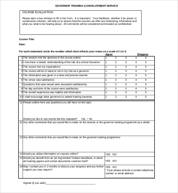 FREE 20 Sample Training Evaluation Forms In PDF MS Word 