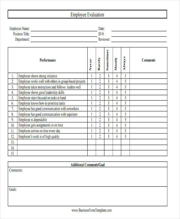 FREE 21 Employee Evaluation Form Samples Templates In 