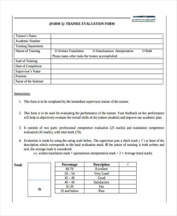 FREE 21 Training Evaluation Forms In PDF MS Word