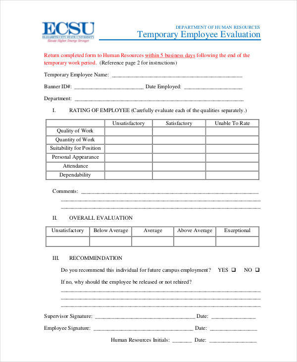 FREE 22 Employee Evaluation Form Examples Samples In 