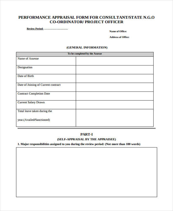 FREE 23 Performance Appraisal Form Samples In PDF