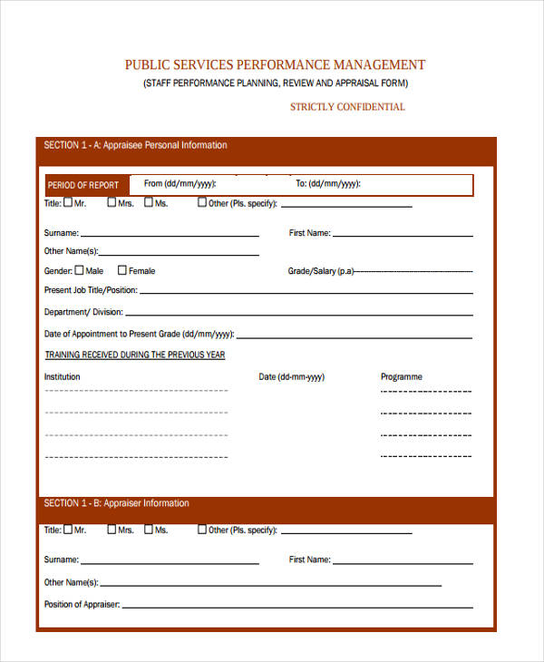 FREE 23 Performance Appraisal Form Samples In PDF