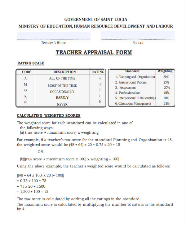 FREE 23 Performance Appraisal Form Samples In PDF