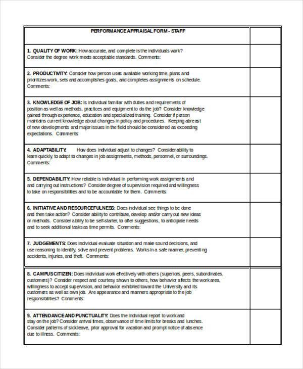 FREE 23 Sample Appraisal Forms In MS Word