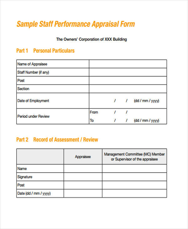 FREE 23 Staff Appraisal Forms In PDF MS Word Excel