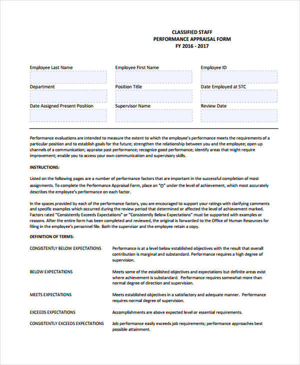 FREE 23 Staff Appraisal Forms In PDF MS Word Excel