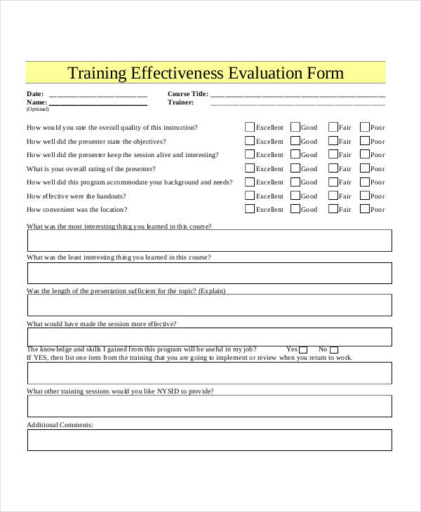 Free 26 Training Evaluation Forms In Pdf Hot Sex Picture 2198