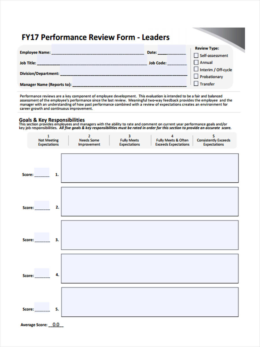FREE 27 Performance Review Forms In PDF