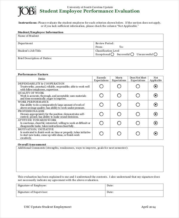 FREE 32 Sample Student Evaluation Forms In PDF Excel 