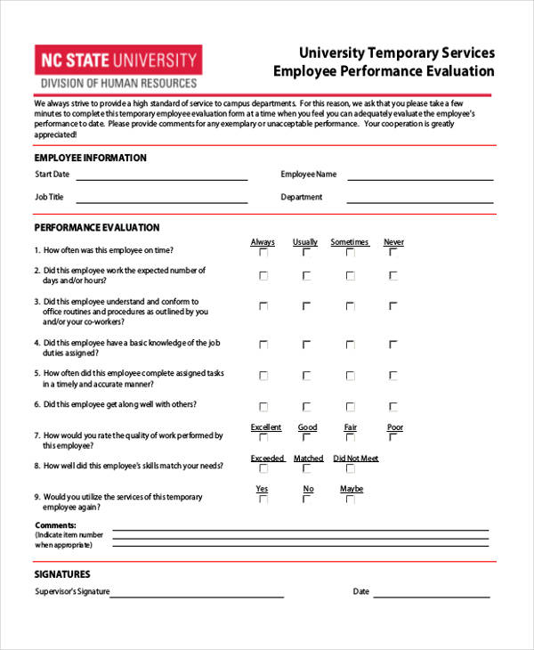 FREE 36 Printable Employee Evaluation Forms In PDF MS 