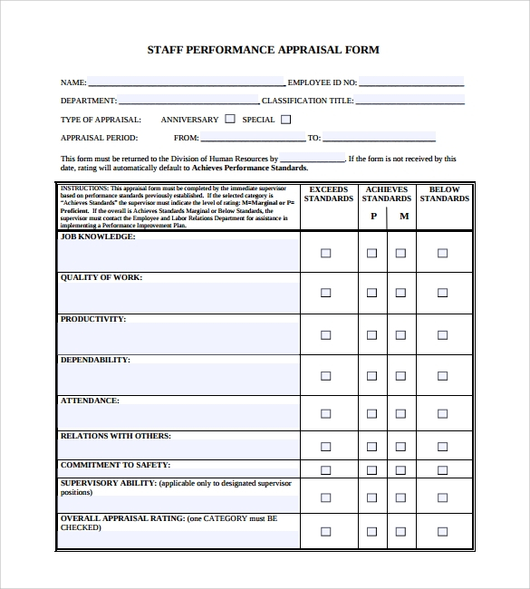 FREE 4 Employee Performance Appraisal Form Templates In PDF