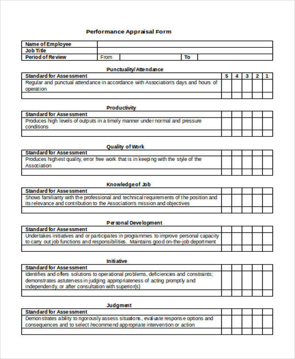 FREE 40 Simple Appraisal Forms In PDF MS Word