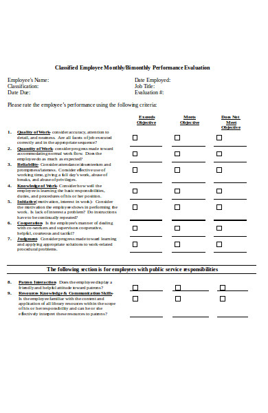 FREE 42 Best Employee Evaluation Forms In PDF MS Word 