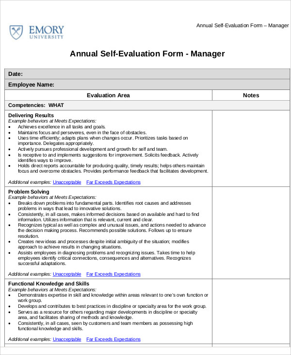 FREE 5 Employee Self Assessment Samples In MS Word PDF