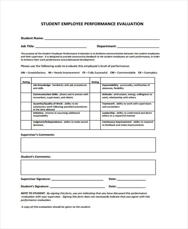 FREE 54 Student Evaluation Forms In PDF