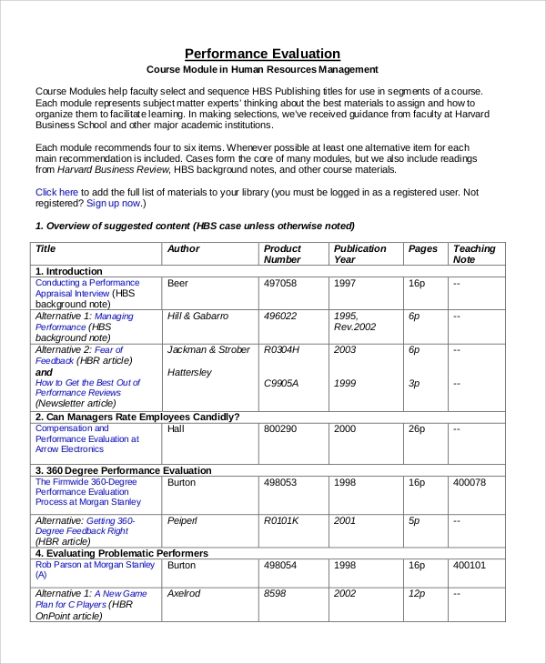 FREE 6 Sample Performance Evaluation Templates In PDF