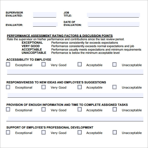 FREE 6 Supervisor Evaluation Samples In PDF