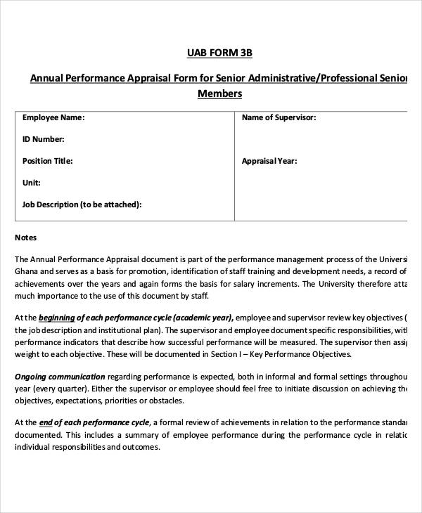 FREE 7 Annual Performance Appraisal Forms In PDF MS Word