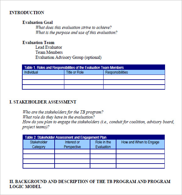 FREE 7 Evaluation Plan Templates In MS Word PDF