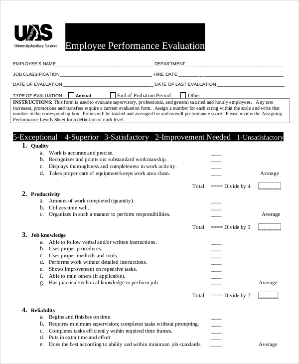 FREE 7 Performance Evaluation Samples And Templates In 