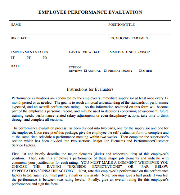 FREE 7 Performance Evaluation Samples In MS Word PDF