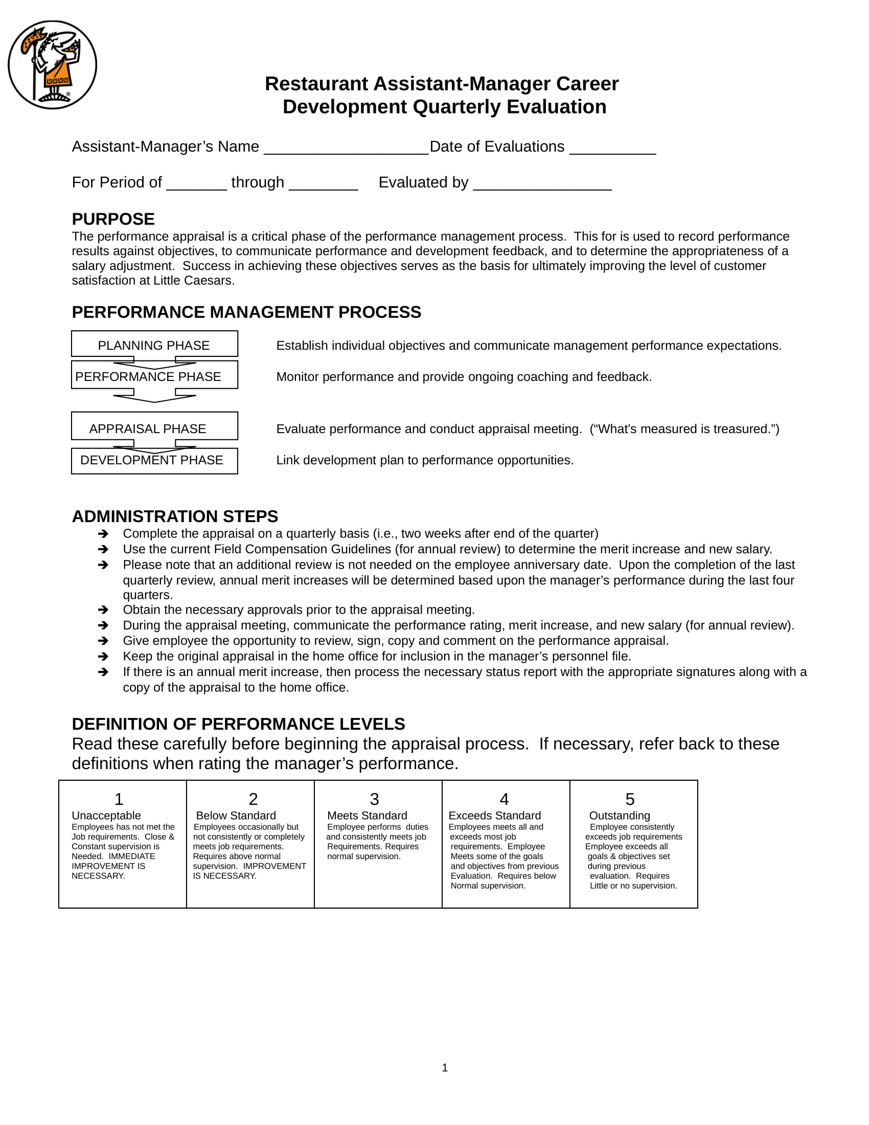 FREE 7 Restaurant Employee Evaluation Forms In PDF MS Word