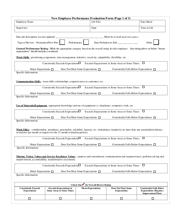 FREE 7 Sample Employee Evaluation Forms In MS Word PDF
