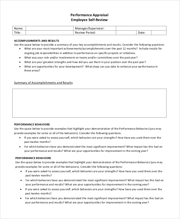 FREE 7 Sample Employee Review Templates In MS Word PDF