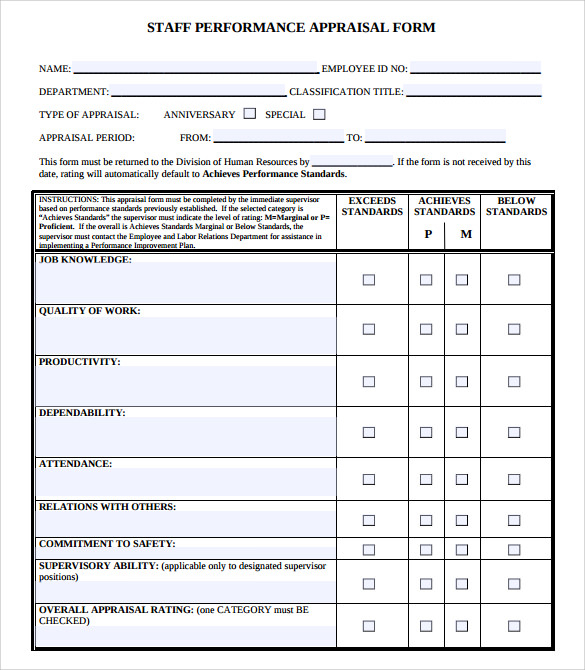 FREE 7 Sample Job Performance Evaluation Forms In PDF 