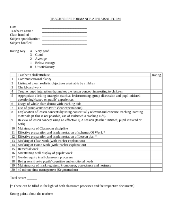 FREE 7 Sample Performance Appraisal Forms In PDF