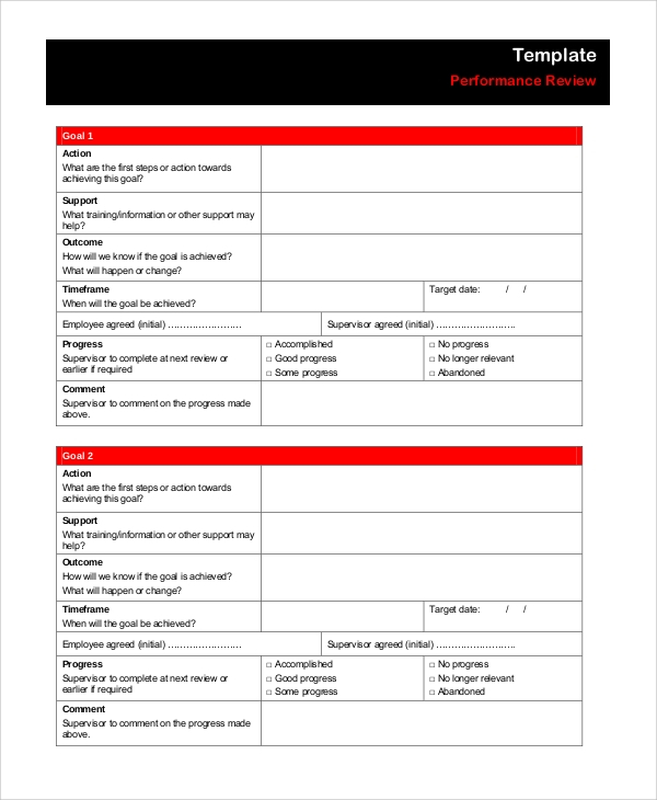 FREE 7 Sample Performance Review Templates In MS Word PDF