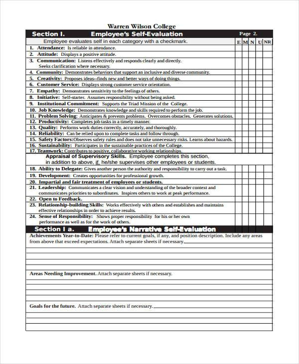 FREE 8 Employee Self Evaluation Forms In PDF MS Word 