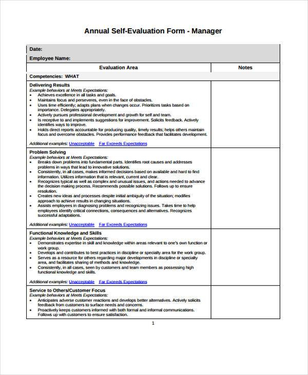 FREE 8 Employee Self Evaluation Forms In PDF MS Word 