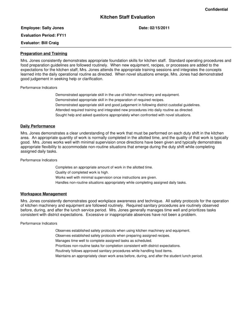 FREE 8 Kitchen Evaluation Forms In PDF MS Word Employee Evaluation Form