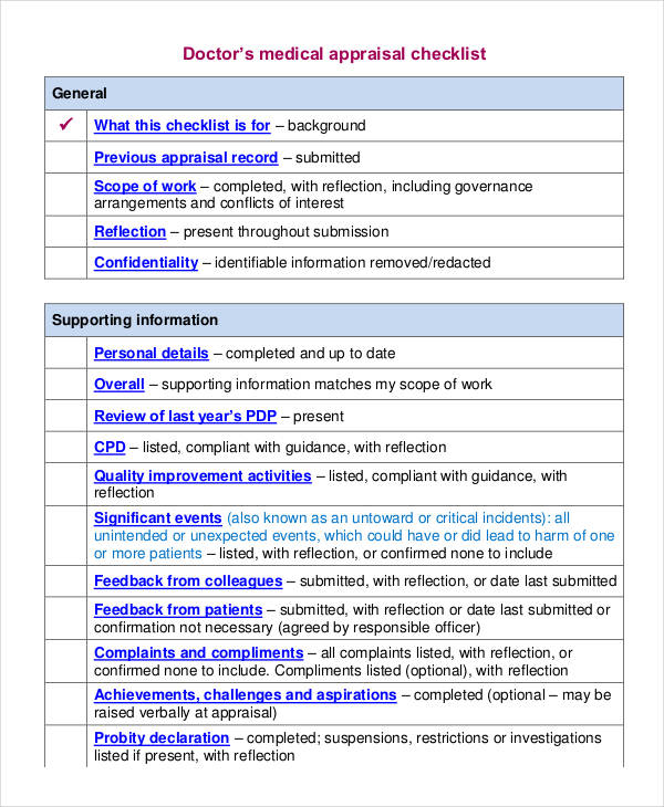 FREE 8 Medical Appraisal Forms In PDF MS Word