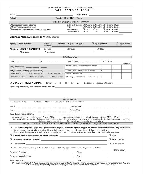 FREE 8 Medical Appraisal Forms In PDF MS Word